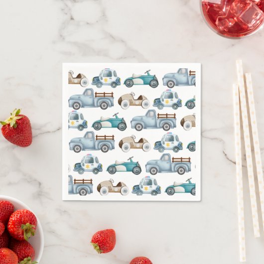 Serviette En Papier Boys Birthday Vintage Car Theme (En situation)