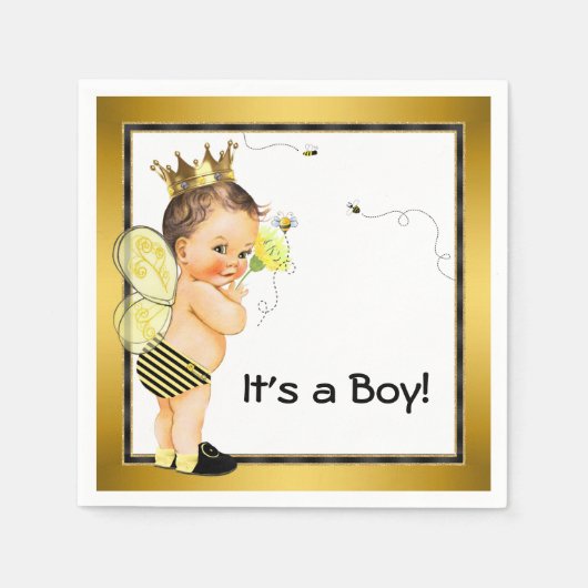 Serviette En Papier Boys Bumble Bee Baby shower (Devant)