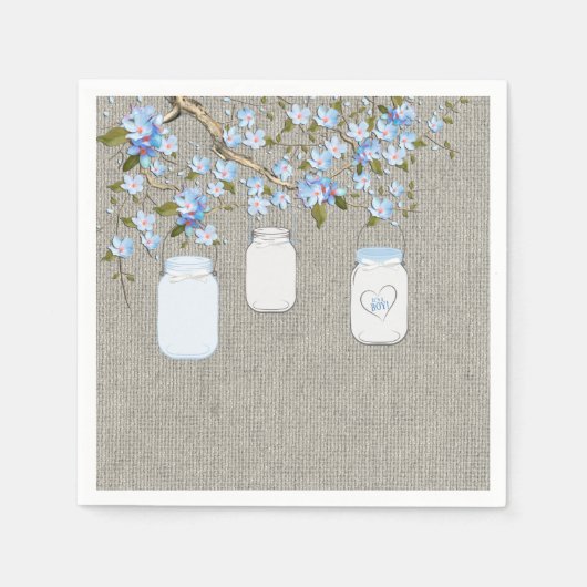 Serviette En Papier Boys Burlap Mason Jar Baby shower (Devant)