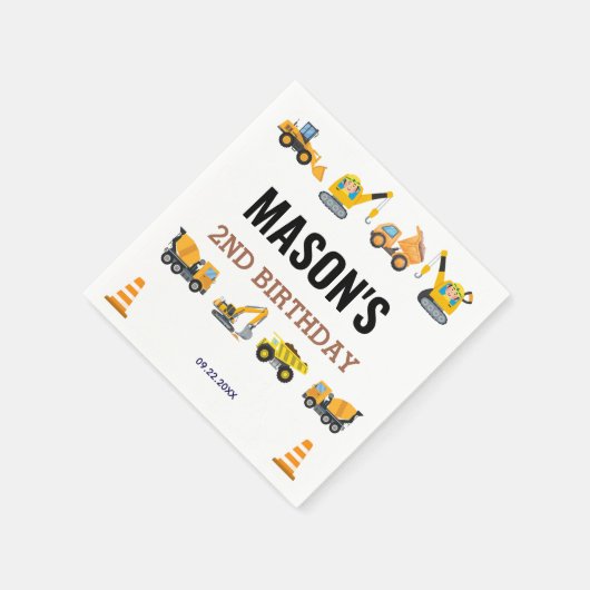 Serviette En Papier Boys Construction Birthday Party Theme (Coin)