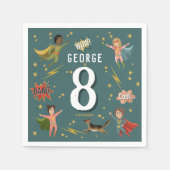 Serviette En Papier Boys Cool Comic Book Blue Superhero Anniversaire d (Devant)