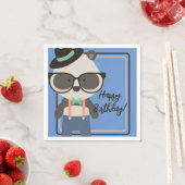 Serviette En Papier Boys Hipster Mister Panda Bear Anniversaire (En situation)