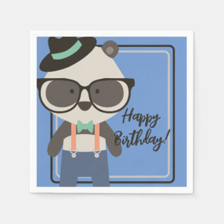 Serviette En Papier Boys Hipster Mister Panda Bear Anniversaire