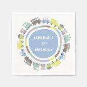 Serviette En Papier Boys Jouets Pastel Blue Transport Enfant Fête d'an (Devant)