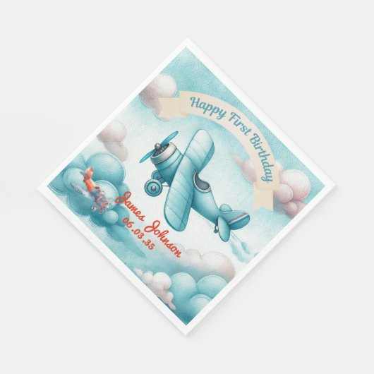 Serviette En Papier Boys mignon Voyage avion Anniversaire de enfant pe (Coin)