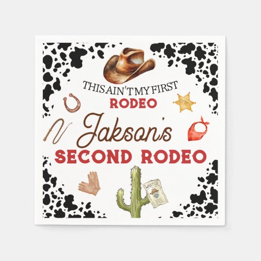 Serviette En Papier Boys My Second Rodeo Cowboy 2e anniversaire (Devant)