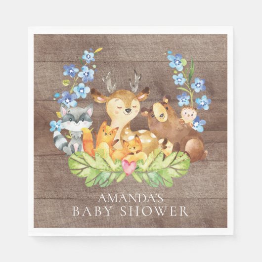 Serviette En Papier Boys Woodland Baby shower papier serviettes (Devant)