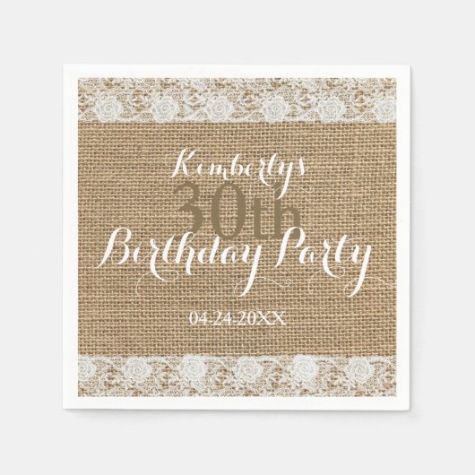 Serviette En Papier Bracelet en dentelle romantique 30e Anniversaire P (Devant)