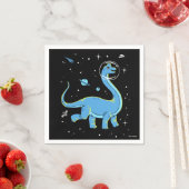 Serviette En Papier Brachiosaurus Bleu Dinos Dans L'Espace (En situation)