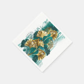 Serviette En Papier Branche avec Feuilles d'or Ginko Biloba (Coin)