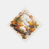 Serviette En Papier Branche d'automne avec feuilles et baies sur mesur (Coin)