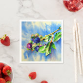 Serviette En Papier Branche de bleuet, aquarelle (En situation)