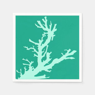 Serviette En Papier Branche de corail - vert de sarcelle d'hiver et de