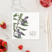 Serviette En Papier Branche de l'arbre d'olive | Vert pourpre (En situation)