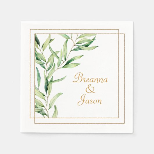 Serviette En Papier Branche d'olive aquarelle (Devant)