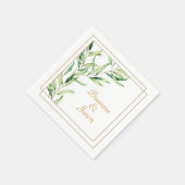 Serviette En Papier Branche d'olive aquarelle (Coin)