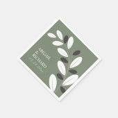 Serviette En Papier Branche d'olive sylée mariage vert méditerranéen (Coin)