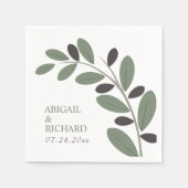 Serviette En Papier Branche d'olivier stylisée mariage charme méditerr (Devant)