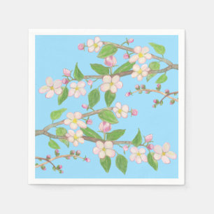 Serviette En Papier Branche en floraison de l'arbre Apple Sky Blue