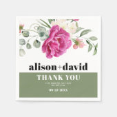 Serviette En Papier Branche Eucalyptus rose rose rose fleurs blanches  (Devant)