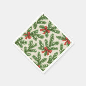 Serviette En Papier Branche Festive sapin et ruban rouge (Coin)
