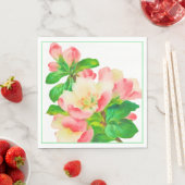 Serviette En Papier Branche fleurie aquarelle rose  (En situation)