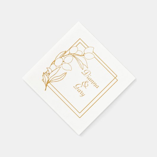 Serviette En Papier Branche Gold Olive avec cadre Gold (Coin)
