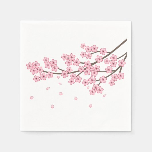 Serviette En Papier Branche japonaise de fleurs de cerisier Sakura (Devant)