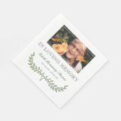 Serviette En Papier Branche Verte En Mémoire Amoureuse Photo (Coin)