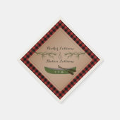 Serviette En Papier Branches à feuillage persistant + Canoë Plaid Mari (Coin)