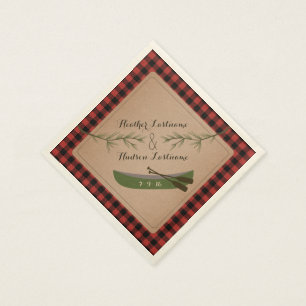 Serviette En Papier Branches à feuillage persistant + Canoë Plaid Mari