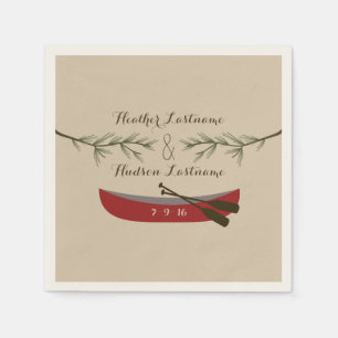 Serviette En Papier Branches à feuillage persistant + Mariage canot ro