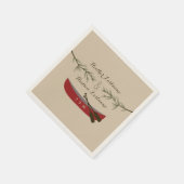 Serviette En Papier Branches à feuillage persistant + Mariage canot ro (Coin)