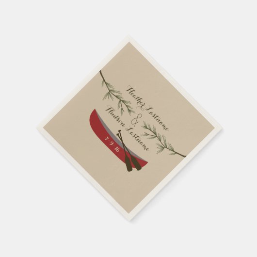 Serviette En Papier Branches à feuillage persistant + Mariage canot ro (Coin)