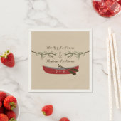 Serviette En Papier Branches à feuillage persistant + Mariage canot ro (En situation)