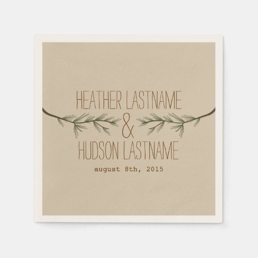 Serviette En Papier Branches à feuillage persistant Mariage serviettes (Devant)