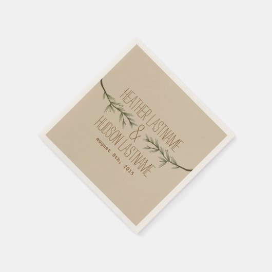Serviette En Papier Branches à feuillage persistant Mariage serviettes (Coin)