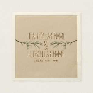 Serviette En Papier Branches à feuillage persistant Mariage serviettes