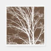 Serviette En Papier Branches Brown de l'arbre blanc (Devant)