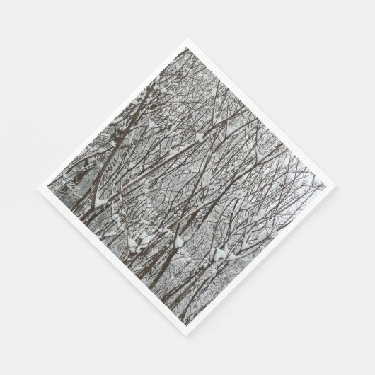 Serviette En Papier Branches couvertes de neige Abstraite hivernale (Coin)