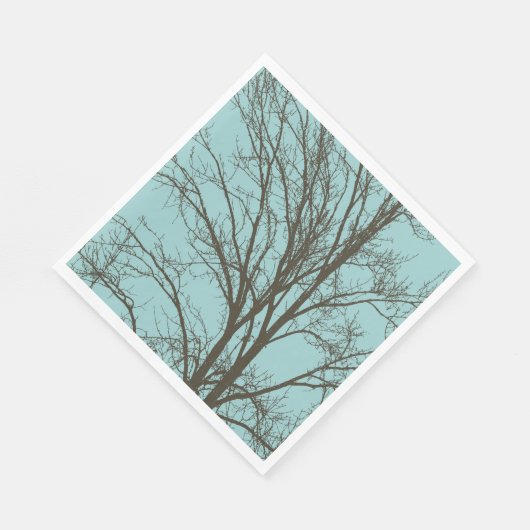 Serviette En Papier Branches d'arbre Brown bleu rustique (Coin)