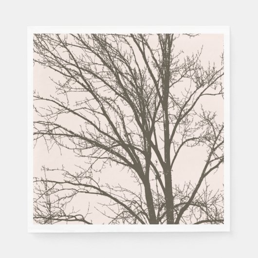 Serviette En Papier Branches d'arbre Brown rose pâle (Devant)