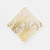Serviette En Papier Branches d'arbre dorées sur fond beige  (Coin)