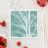 Serviette En Papier Branches d'arbre Turquoise vert blanc nu (En situation)
