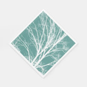 Serviette En Papier Branches d'arbre Turquoise vert blanc nu (Coin)