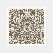 Serviette En Papier Branches de chêne et feuilles, motif damassé en br (Devant)