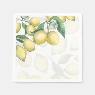 Serviette En Papier Branches de Citron Blanc & Jaune Campagne Rustique