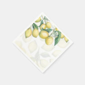 Serviette En Papier Branches de citron Blanc & Jaune Pays Parti rustiq (Coin)