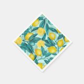 Serviette En Papier Branches de citron bleu et jaune (Coin)
