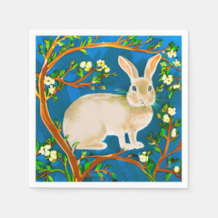 Serviette En Papier Branches de lapin sauvage et de fleurs